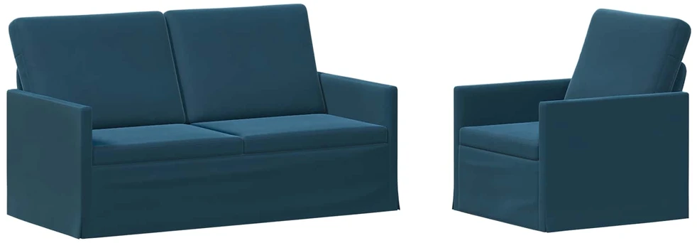 Sofa Sofos komplektas 2 vnt. Mėlyna Aksomas