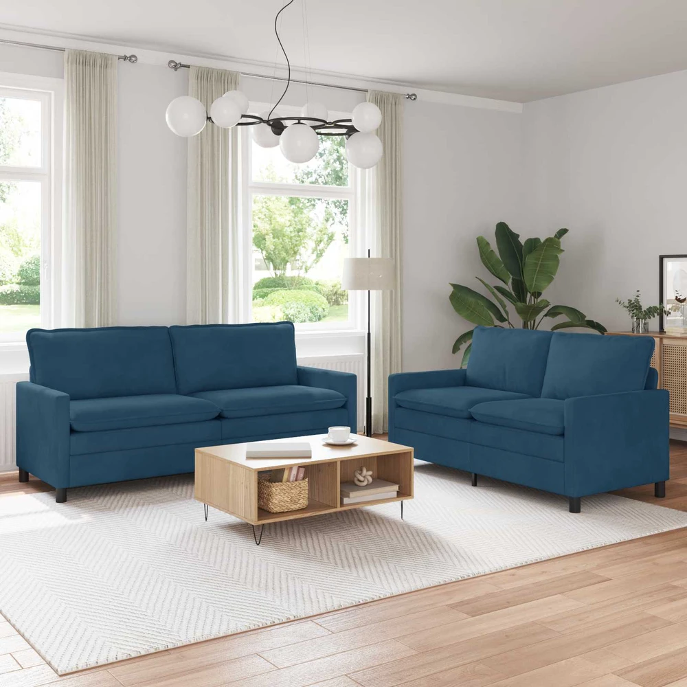Sofa Sofos komplektas 2 vnt. Mėlyna Aksomas