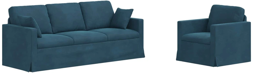 Sofa Sofos komplektas 2 vnt. Mėlyna Aksomas