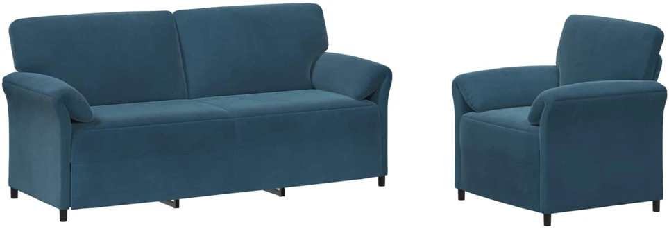 Sofa Sofos komplektas 2 vnt. Mėlyna Aksomas