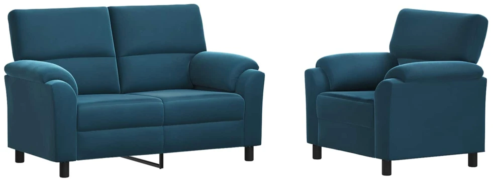 Sofa Sofos komplektas 2 vnt. Mėlyna Aksomas