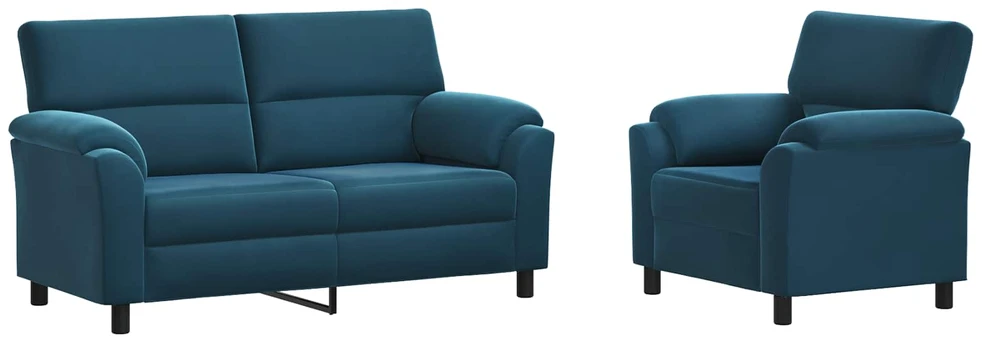 Sofa Sofos komplektas 2 vnt. Mėlyna Aksomas