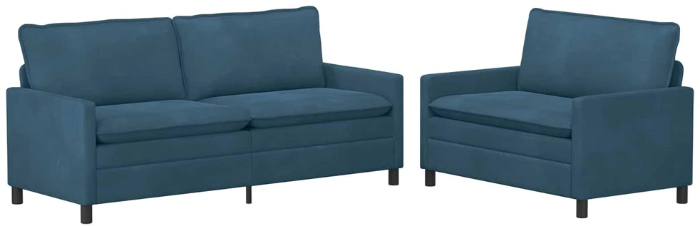Sofa Sofos komplektas 2 vnt. Mėlyna Aksomas