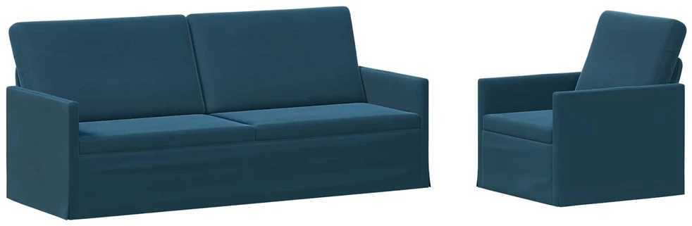 Sofa Sofos komplektas 2 vnt. Mėlyna Aksomas