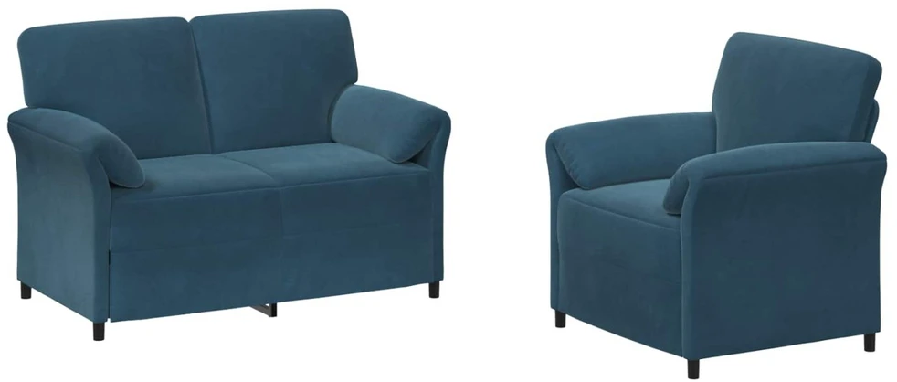 Sofa Sofos komplektas 2 vnt. Mėlyna Aksomas