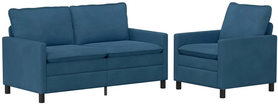Sofa Sofos komplektas 2 vnt. Mėlyna Aksomas
