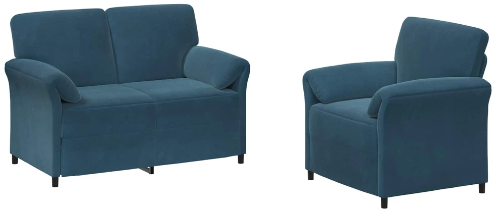 Sofa Sofos komplektas 2 vnt. Mėlyna Aksomas