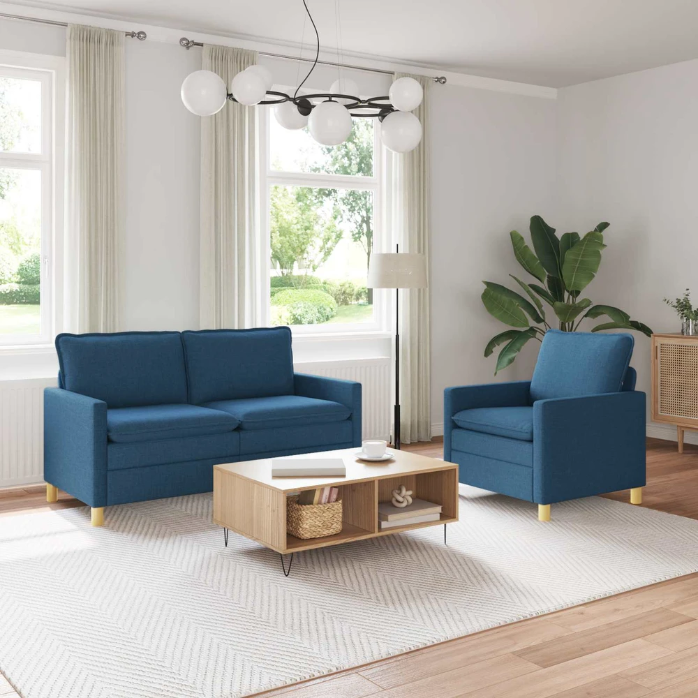 Sofa Sofos komplektas 2 vnt. Mėlyna Audinys