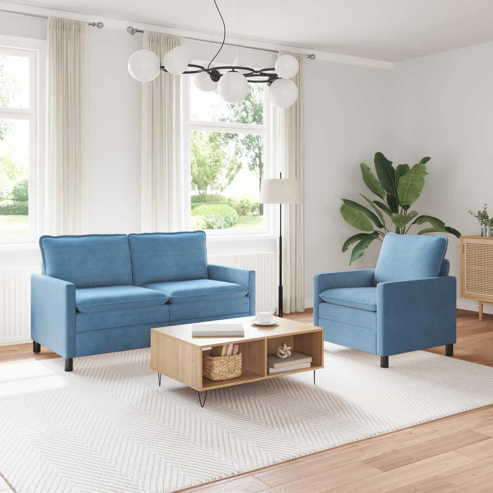Sofa Sofos komplektas 2 vnt. Mėlyna Audinys