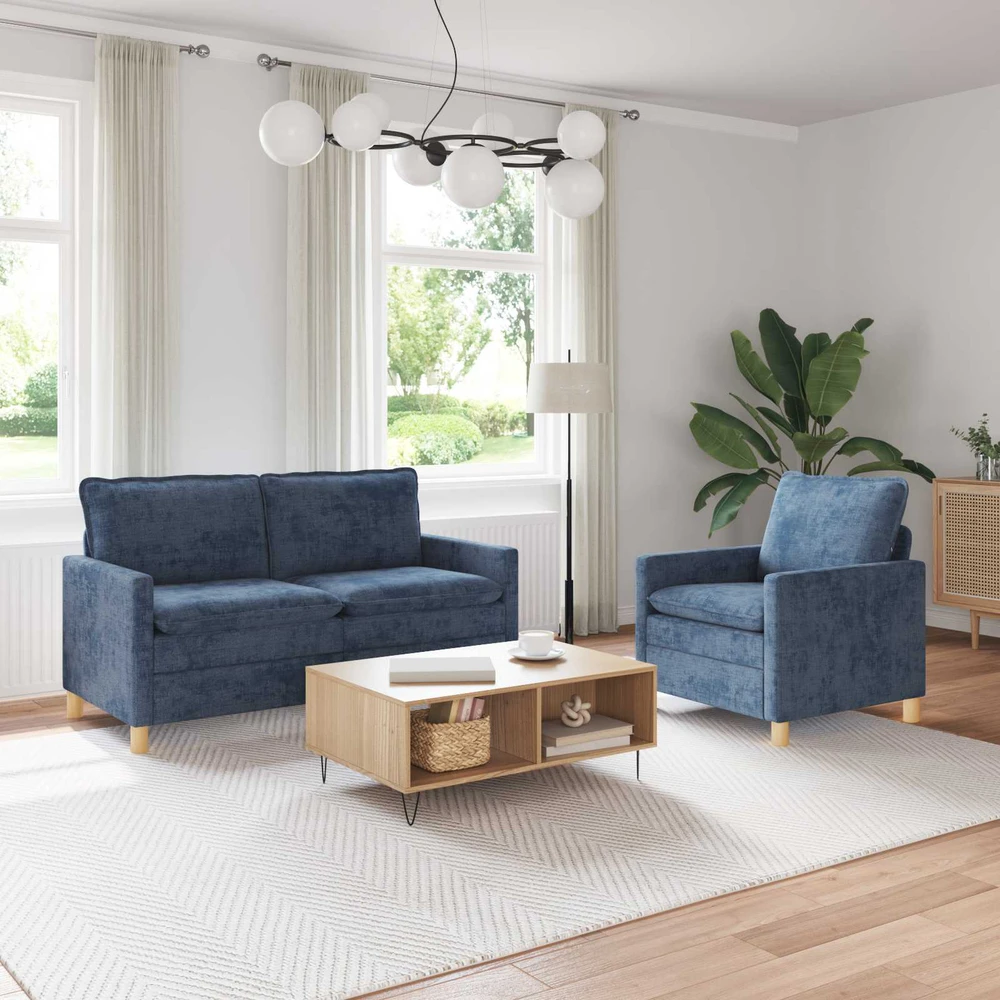 Sofa Sofos komplektas 2 vnt. Mėlyna Poliesteris