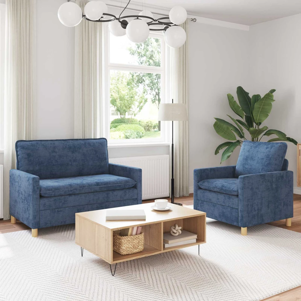 Sofa Sofos komplektas 2 vnt. Mėlyna Poliesteris