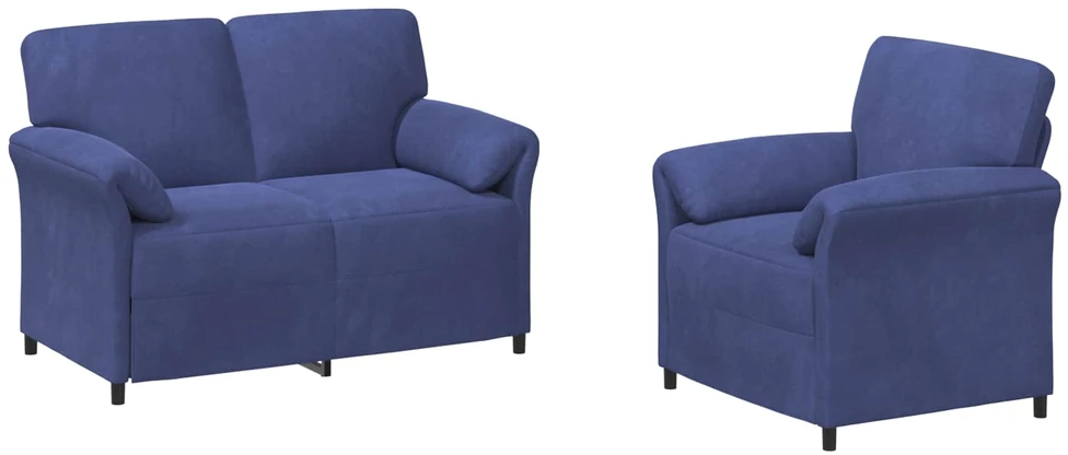 Sofa Sofos komplektas 2 vnt. Policijos mėlyna Aksomas