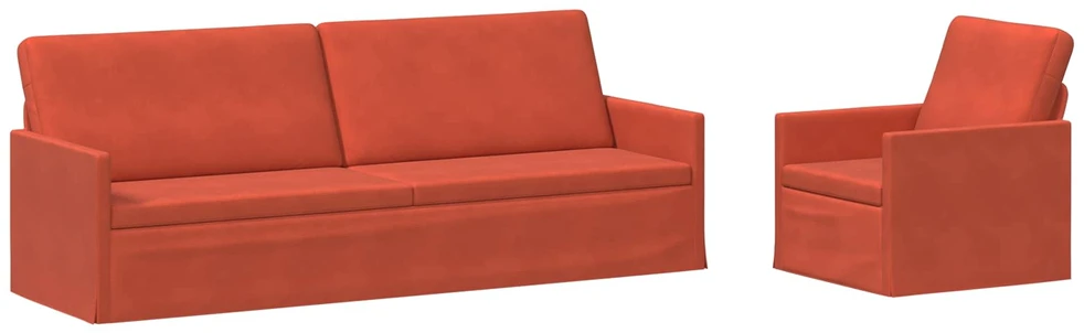 Sofa Sofos komplektas 2 vnt. Raudona oranžinė Kordūrinis audinys