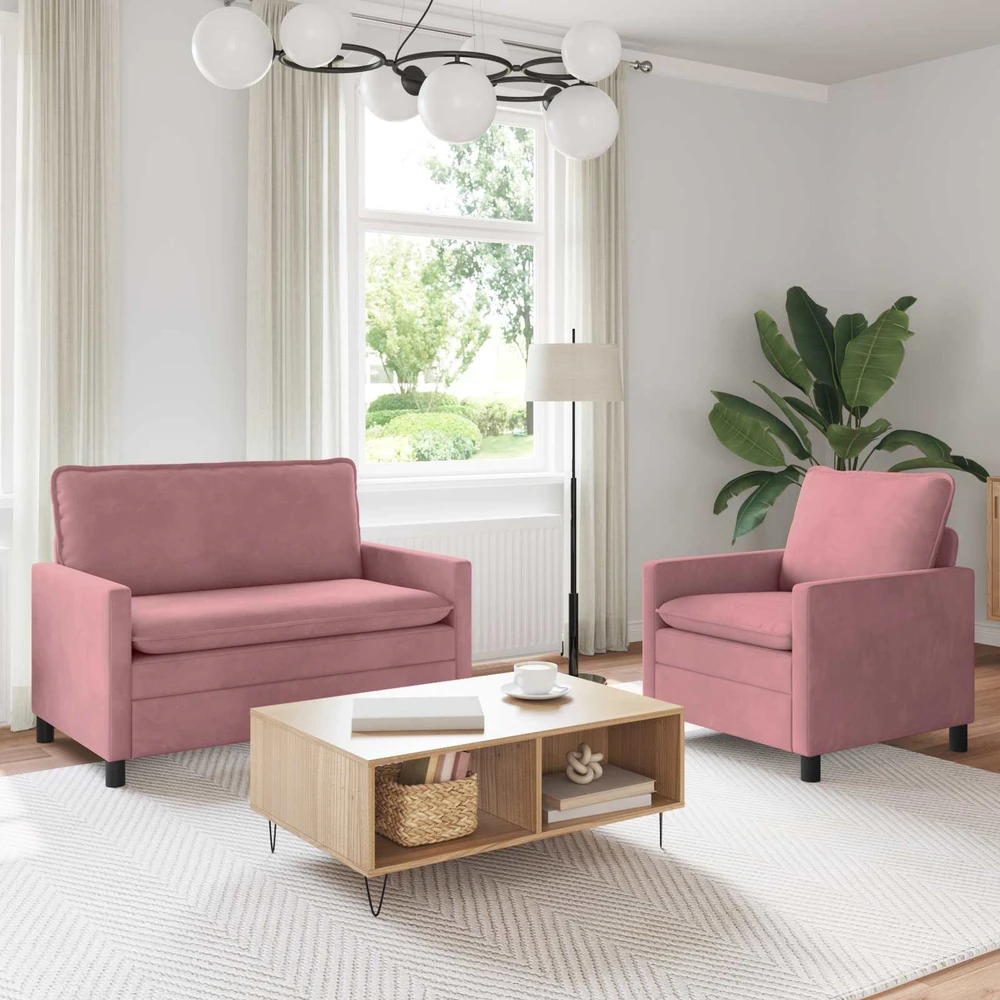 Sofa Sofos komplektas 2 vnt. Rožinė Aksomas