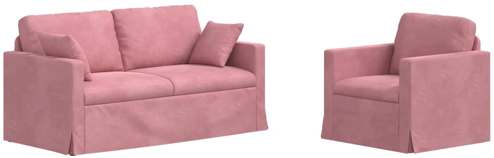 Sofa Sofos komplektas 2 vnt. Rožinė Aksomas