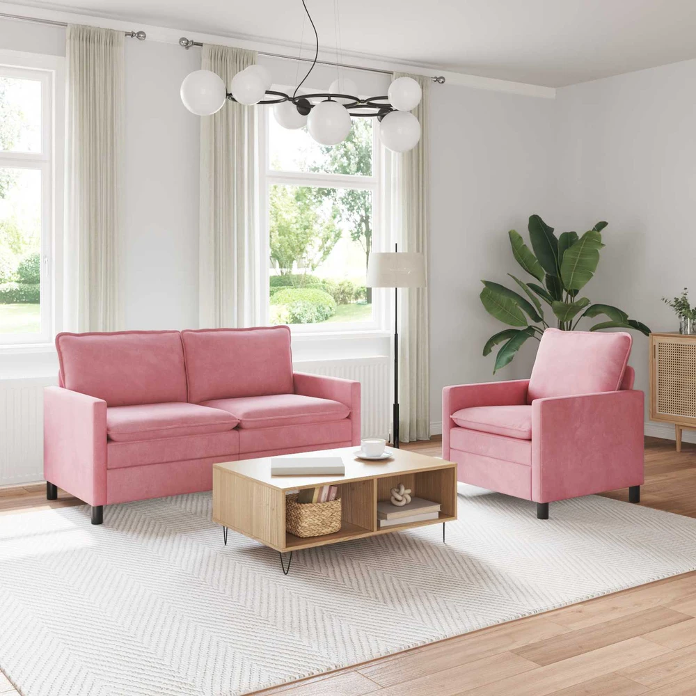 Sofa Sofos komplektas 2 vnt. Rožinė Aksomas