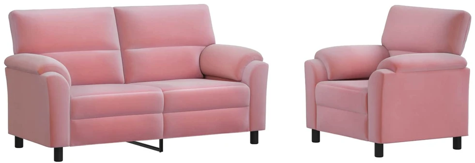 Sofa Sofos komplektas 2 vnt. 3 vietos Rožinė 174 x 85 x 93 cm