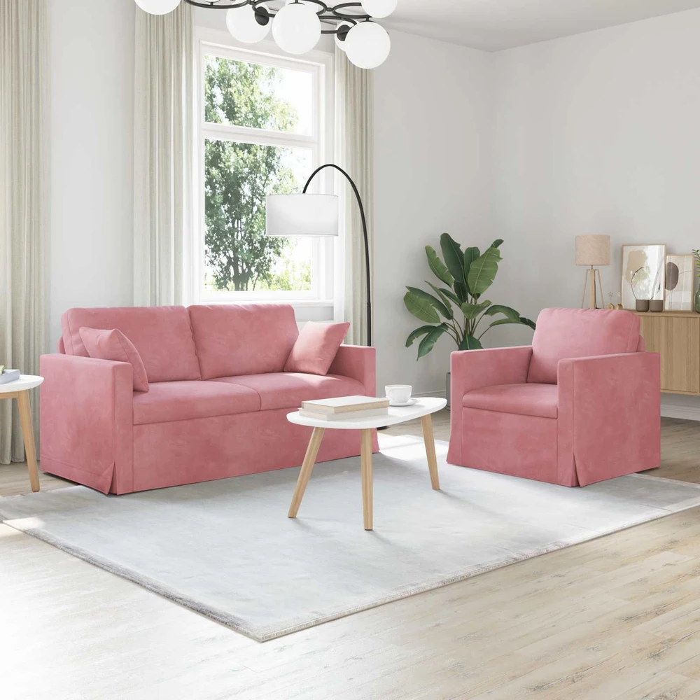 Sofa Sofos komplektas 2 vnt. Rožinė Aksomas