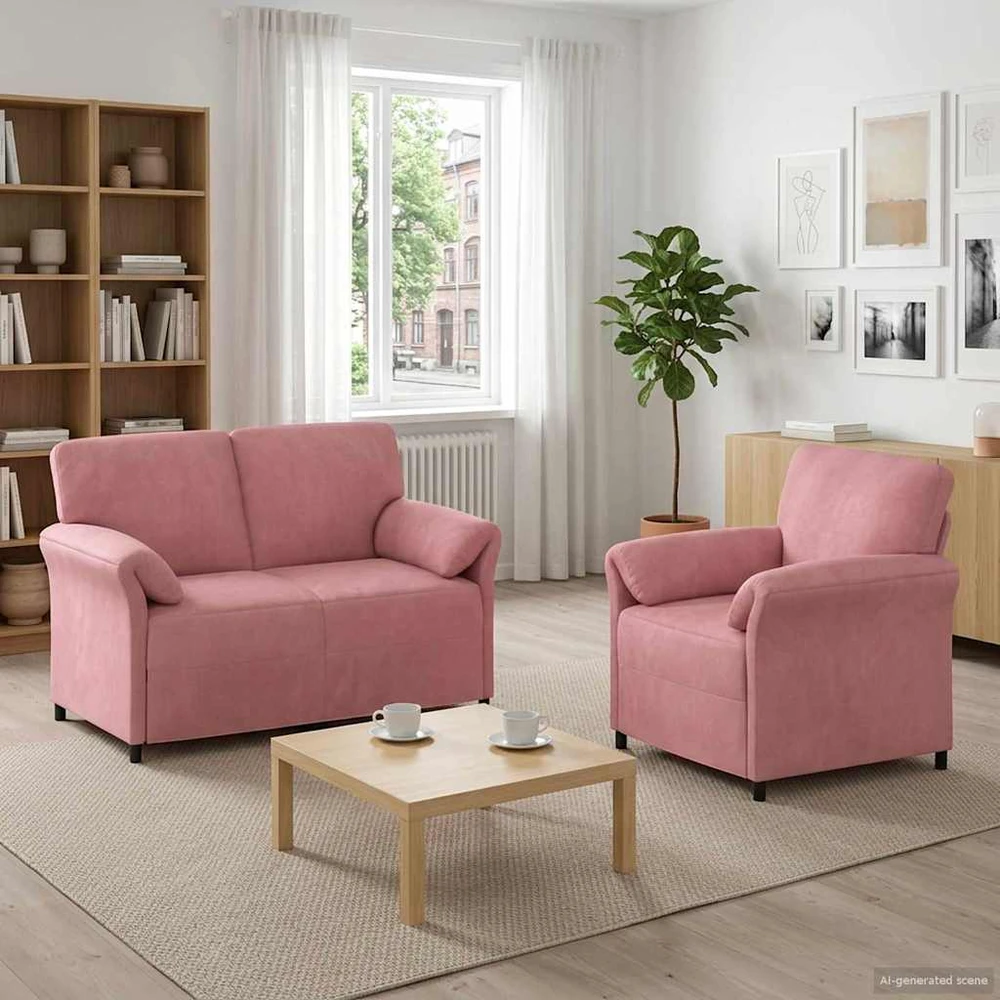 Sofa Sofos komplektas 2 vnt. Rožinė Aksomas