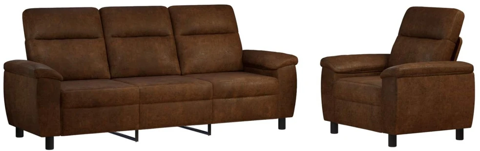 Sofa Sofos komplektas 2 vnt. Ruda Dirbtinė suedė oda