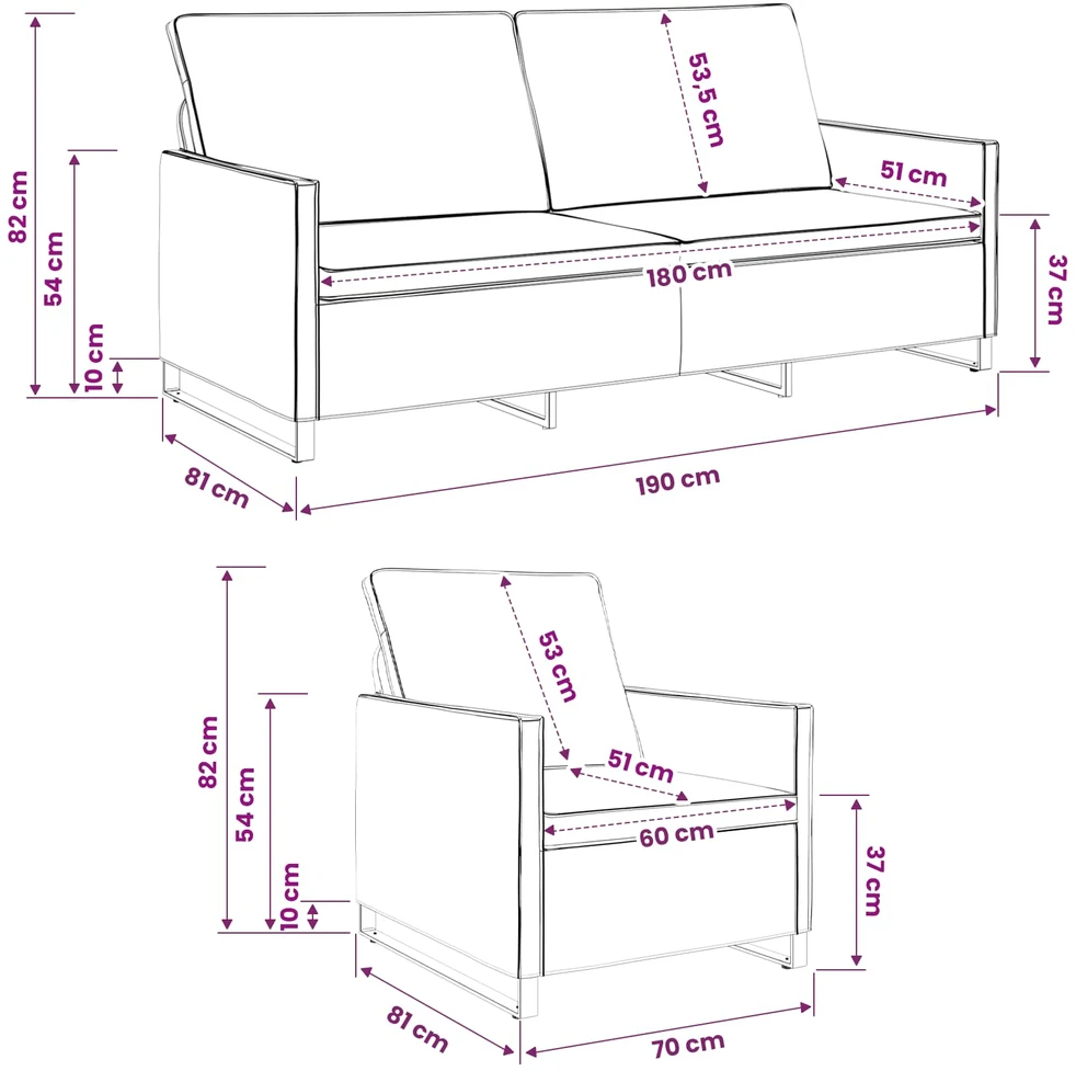 Sofa Sofos komplektas 2 vnt. Ruda Dirbtinė zomša
