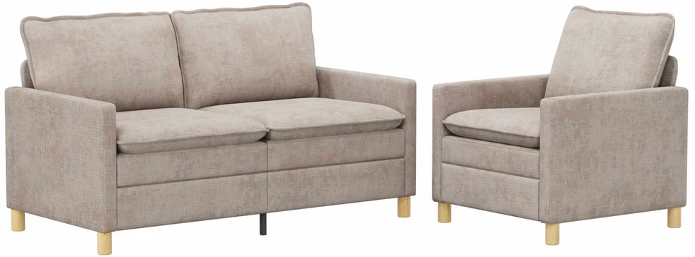Sofa Sofos komplektas 2 vnt. Smėlio Poliesteris
