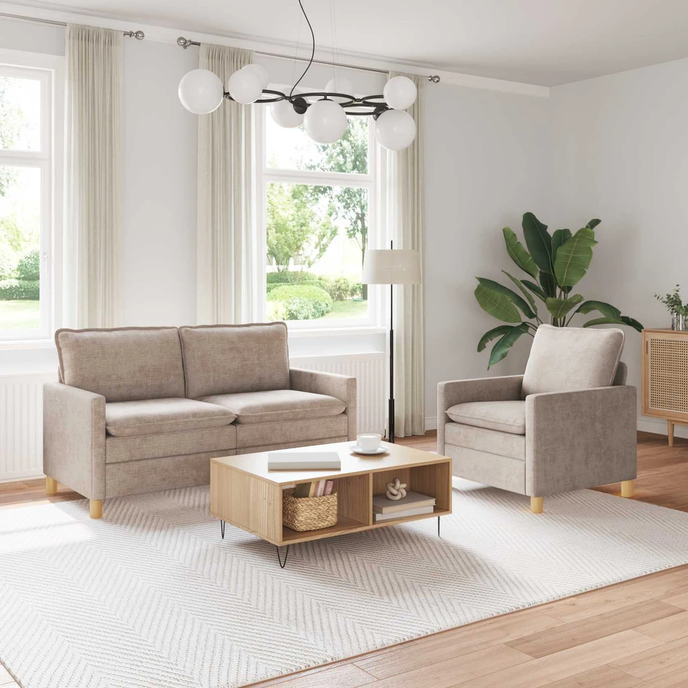 Sofa Sofos komplektas 2 vnt. Smėlio Poliesteris