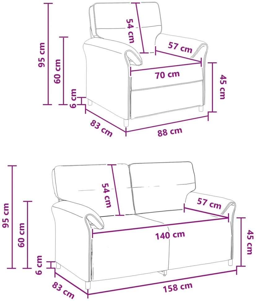 Sofa Sofos komplektas 2 vnt. Šviesi geltona Audinys