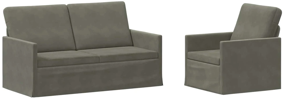 Sofa Sofos komplektas 2 vnt. Šviesiai pilka Kordūrinis audinys