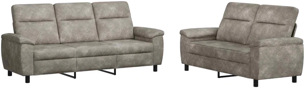 Sofa Sofos komplektas 2 vnt. Šviesiai pilka Dirbtinė suedė oda