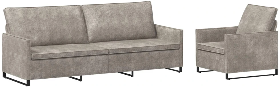 Sofa Sofos komplektas 2 vnt. Šviesiai pilka Dirbtinė zomša