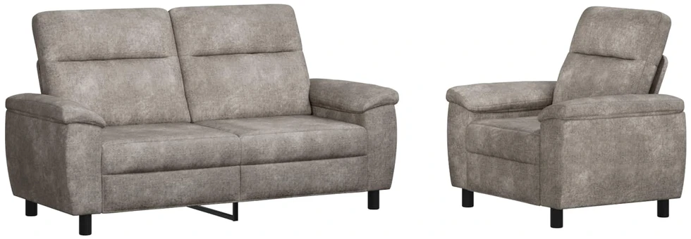 Sofa Sofos komplektas 2 vnt. Šviesiai pilka Dirbtinė suedė oda