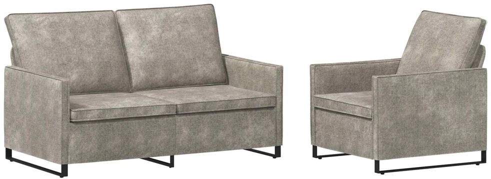 Sofa Sofos komplektas 2 vnt. Šviesiai pilka Dirbtinė zomša