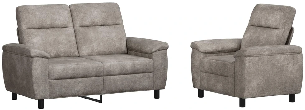 Sofa Sofos komplektas 2 vnt. Šviesiai pilka Dirbtinė suedė oda
