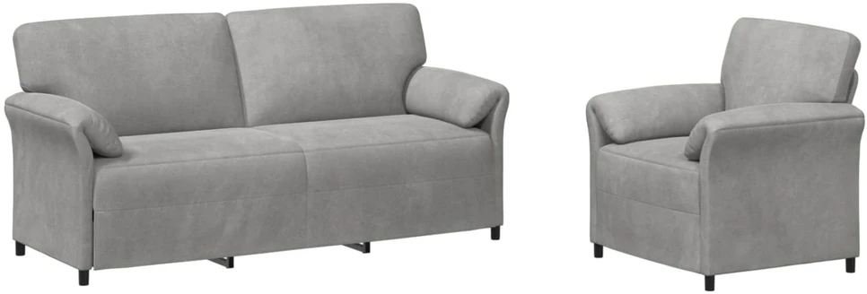 Sofa Sofos komplektas 2 vnt. Šviesiai pilka Aksomas