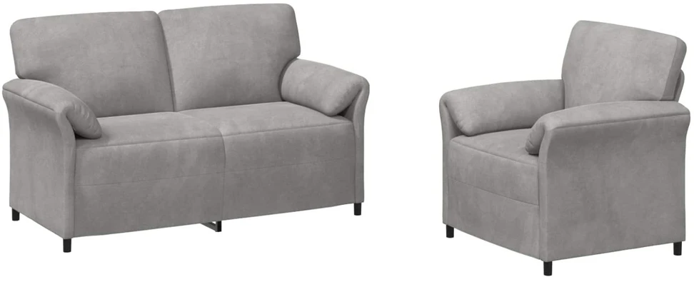 Sofa Sofos komplektas 2 vnt. Šviesiai pilka Aksomas