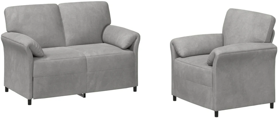 Sofa Sofos komplektas 2 vnt. Šviesiai pilka Aksomas