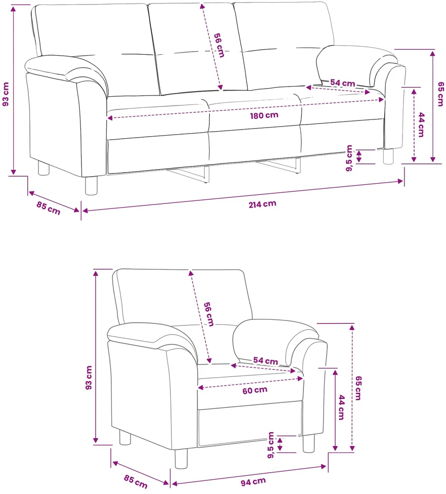 Sofa Sofos komplektas 2 vnt. Šviesiai pilka Aksomas