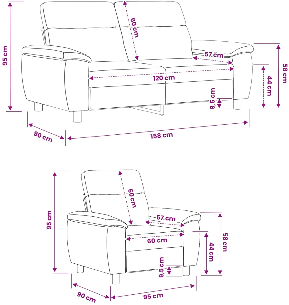 Sofa Sofos komplektas 2 vnt. Šviesiai rudas Audinys
