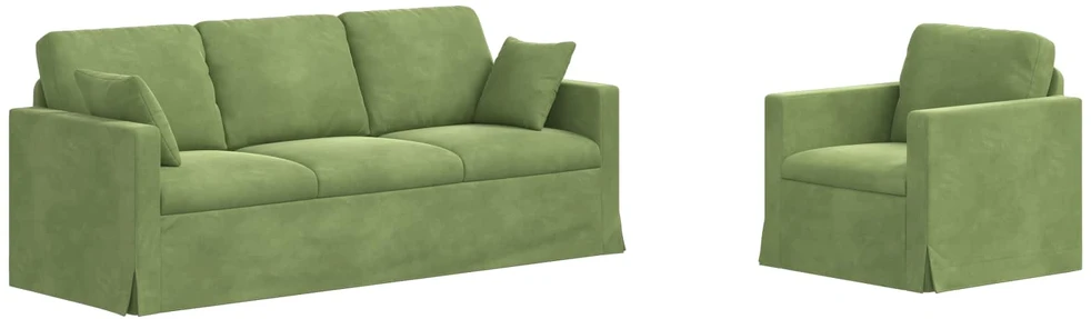 Sofa Sofos komplektas 2 vnt. Šviesiai žalia Aksomas
