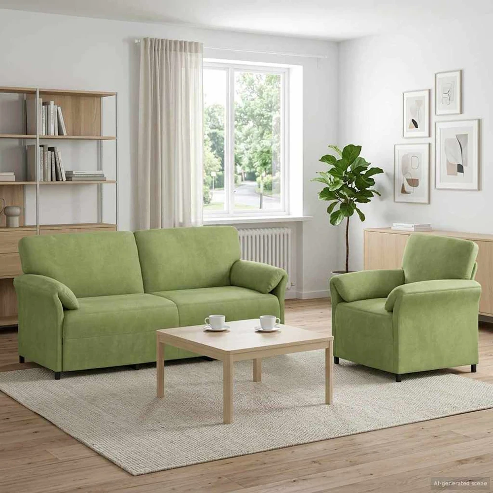 Sofa Sofos komplektas 2 vnt. Šviesiai žalia Aksomas