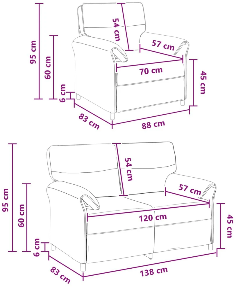 Sofa Sofos komplektas 2 vnt. Tamsiai geltona Audinys