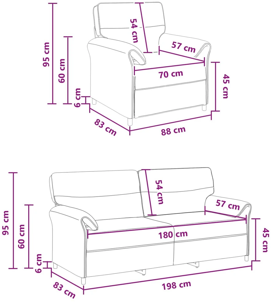 Sofa Sofos komplektas 2 vnt. Tamsiai geltona Audinys