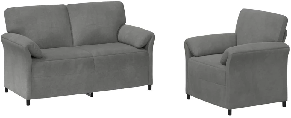 Sofa Sofos komplektas 2 vnt. Tamsiai pilka Aksomas