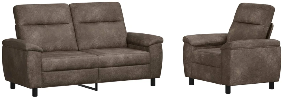 Sofa Sofos komplektas 2 vnt. Tamsiai pilka Dirbtinė suedė oda