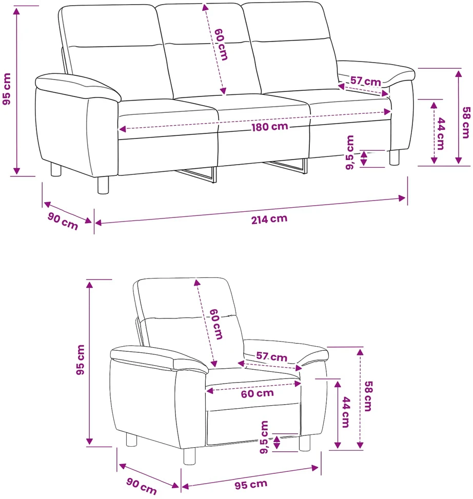 Sofa Sofos komplektas 2 vnt. Tamsiai pilka Audinys