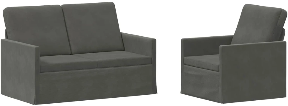 Sofa Sofos komplektas 2 vnt. Tamsiai pilka Kordūrinis audinys