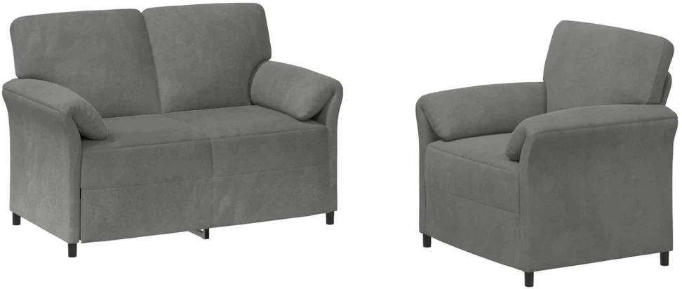 Sofa Sofos komplektas 2 vnt. Tamsiai pilka Aksomas