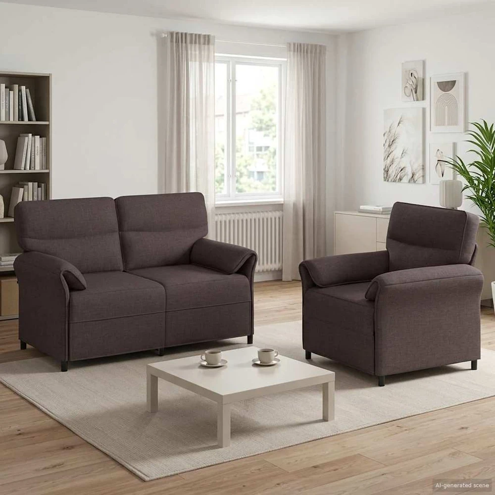 Sofa Sofos komplektas 2 vnt. Tamsiai rudas Audinys
