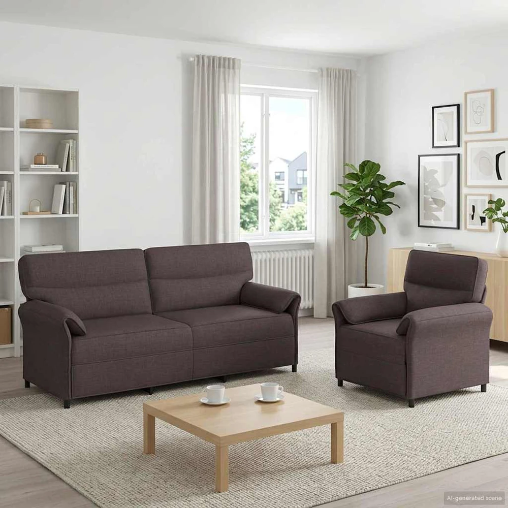 Sofa Sofos komplektas 2 vnt. Tamsiai rudas Audinys